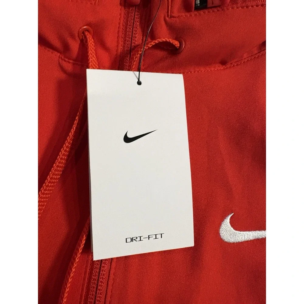 NEW Nike Dri-Fit Hooded Wind Coaches Jacket Full Zip Vented Red Men Small CV0094